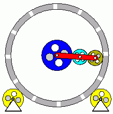 Planetengetriebe mit zwei Planetenrädern und zwei Antrieben (Steg und Gehäuse)