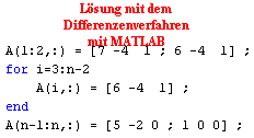 Lsung mit dem
Differenzenverfahren
mit MATLAB