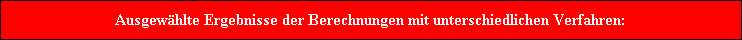 Ausgewhlte Ergebnisse der Berechnungen mit unterschiedlichen Verfahren: