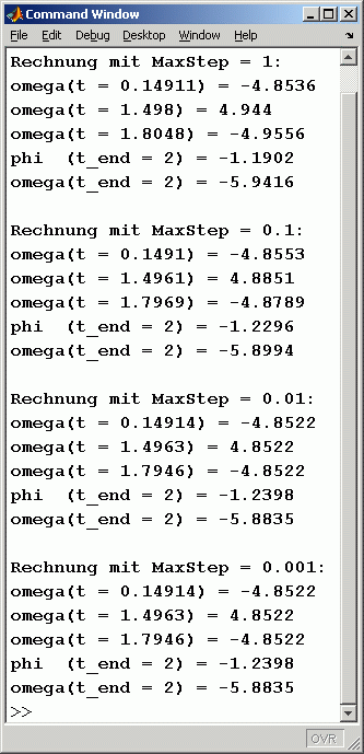 Rechnungen mit mehreren MaxStep-Options