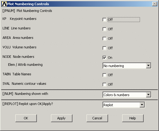 AnsysPlotNumberingControls