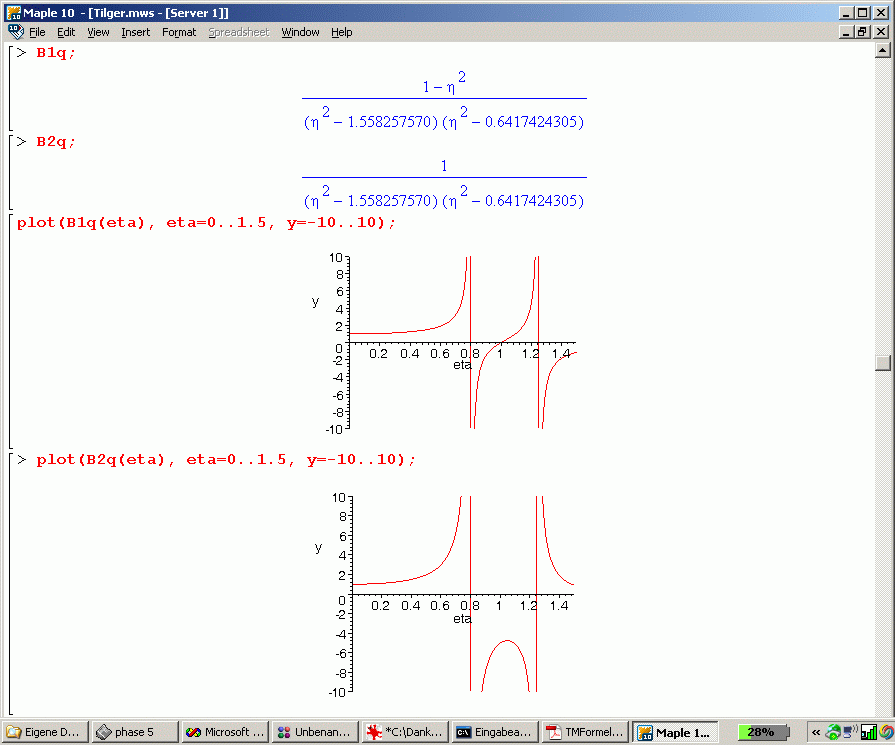 Realisierung der Berechnung mit Maple